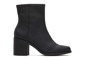 Toms Evelyn Leather Heeled Boot Black | VQAECO-241