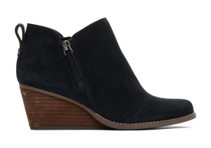 Toms Goldie Suede Wedge Boot Black | HVDUQT-867