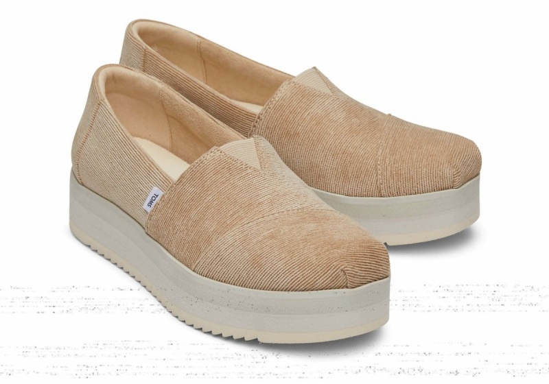 Toms Alpargata Corduroy Midform Espadrille Beige | ZGYJXC-698