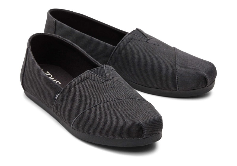 Toms Alpargata Distressed Twill Black | HCEWFL-712