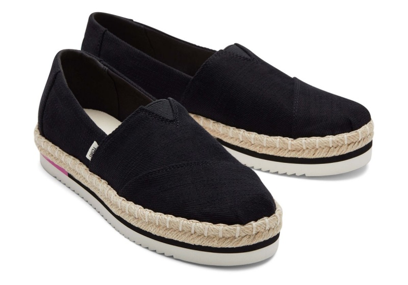 Toms Alpargata Rope Platform Black | VXYZSH-371