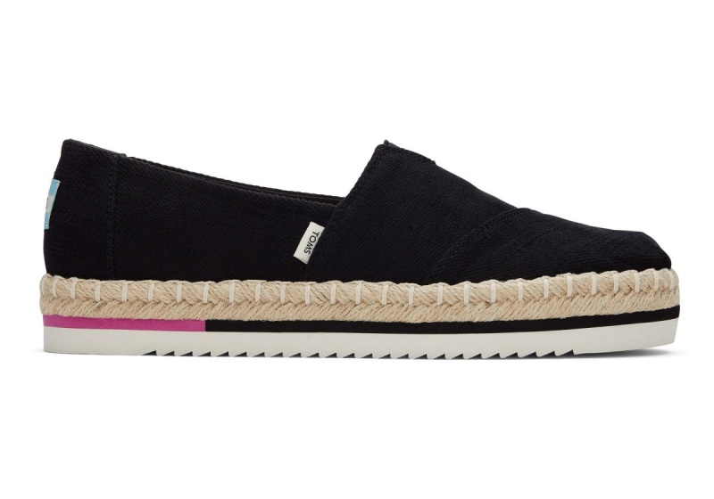 Toms Alpargata Rope Platform Black | VXYZSH-371