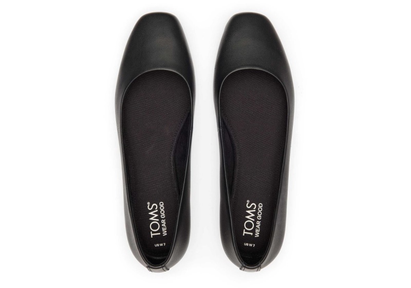 Toms Briella Leather Flat Black | KSOVJE-689