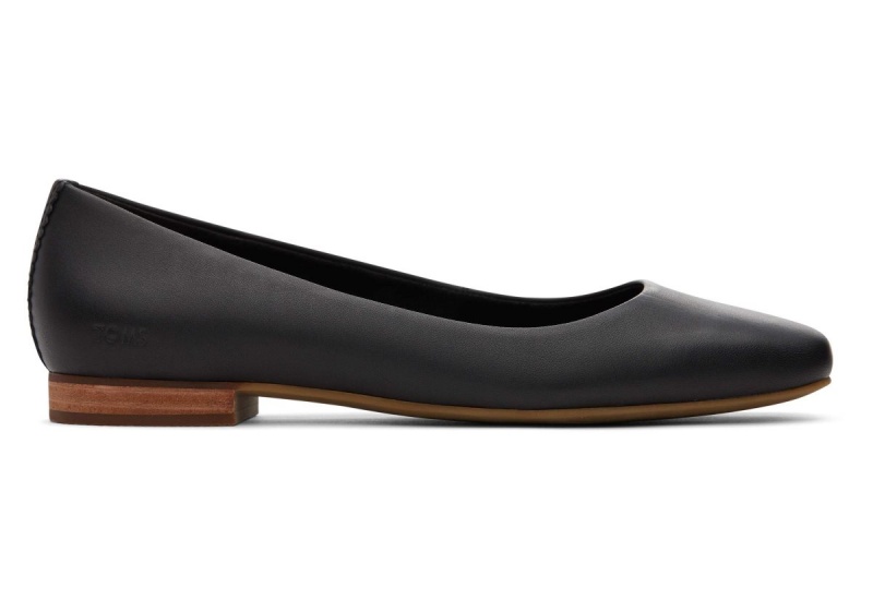 Toms Briella Leather Flat Black | KSOVJE-689