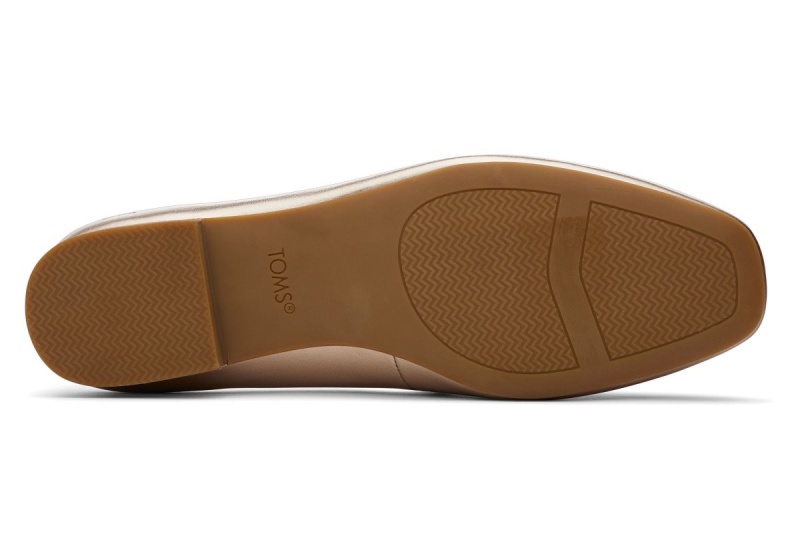 Toms Briella Leather Flat Metal Gold | RGELKU-406