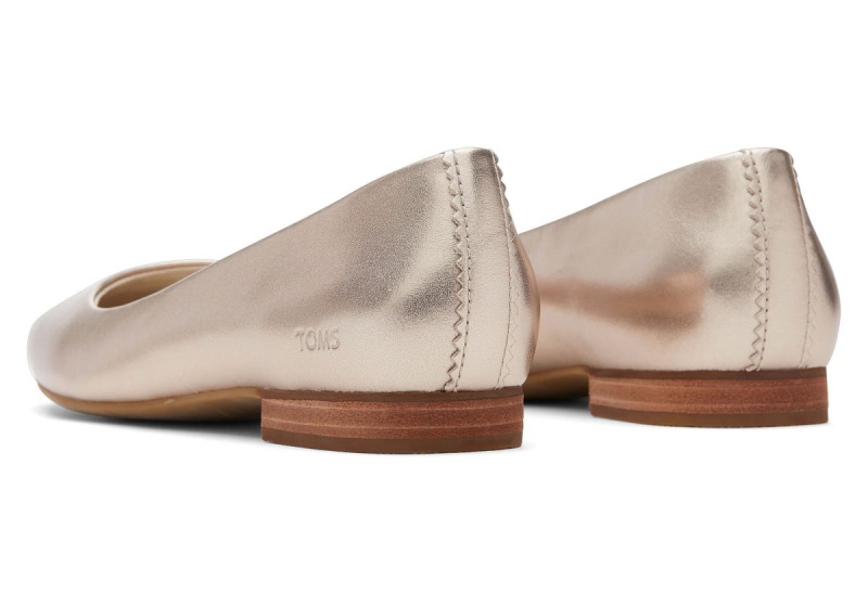 Toms Briella Leather Flat Metal Gold | RGELKU-406