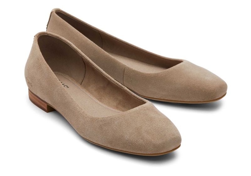 Toms Briella Suede Flat Grey Brown | UVLNDE-724