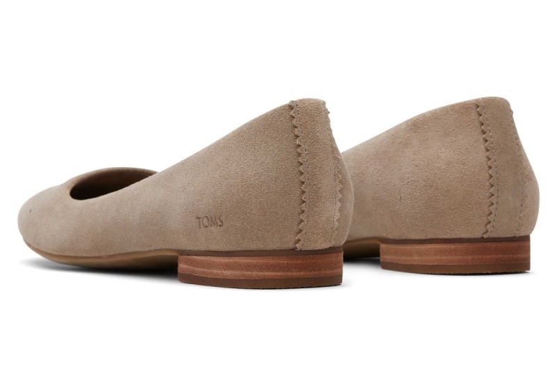 Toms Briella Suede Flat Grey Brown | UVLNDE-724