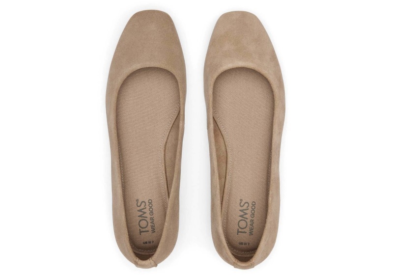 Toms Briella Suede Flat Grey Brown | UVLNDE-724