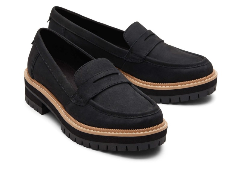 Toms Cara Leather Loafer Black | PBNETV-642