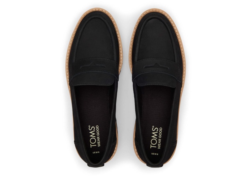 Toms Cara Leather Loafer Black | PBNETV-642