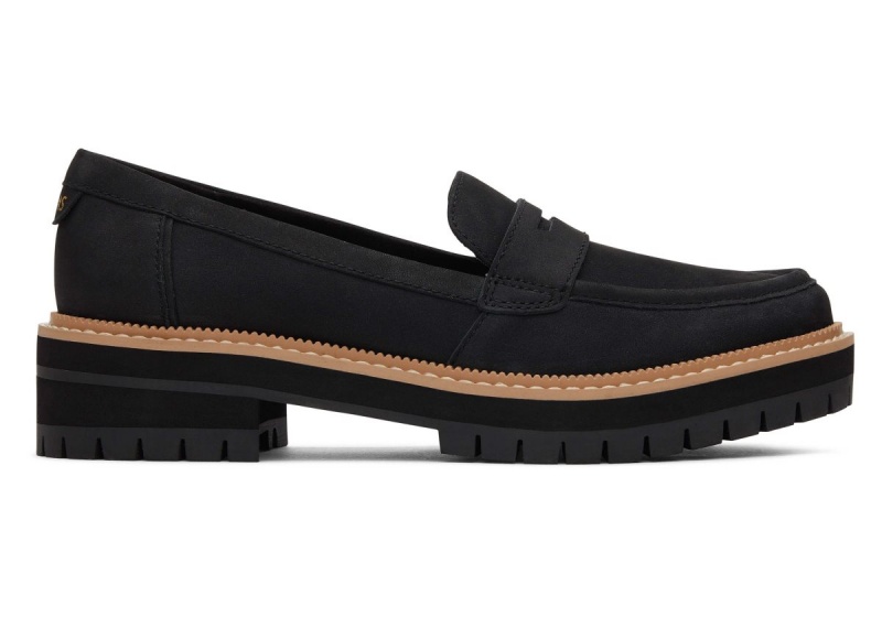 Toms Cara Leather Loafer Black | PBNETV-642