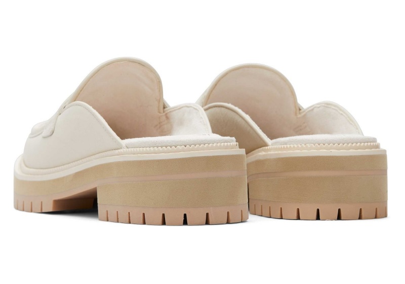 Toms Cara Mule Leather Loafer Beige | TLMIPD-032