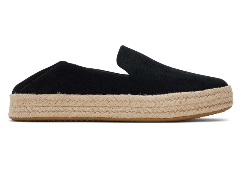 Toms Carolina Suede Espadrille Black | HURJCL-132