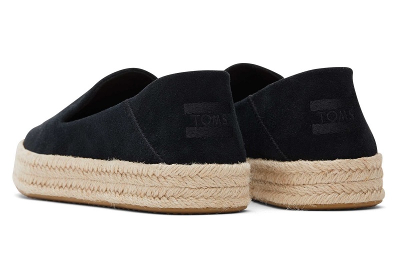 Toms Carolina Suede Espadrille Black | HURJCL-132