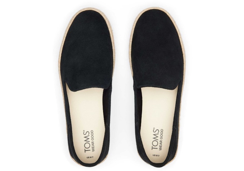 Toms Carolina Suede Espadrille Black | HURJCL-132