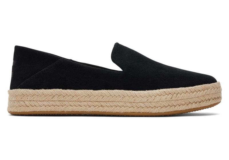 Toms Carolina Suede Espadrille Black | HURJCL-132