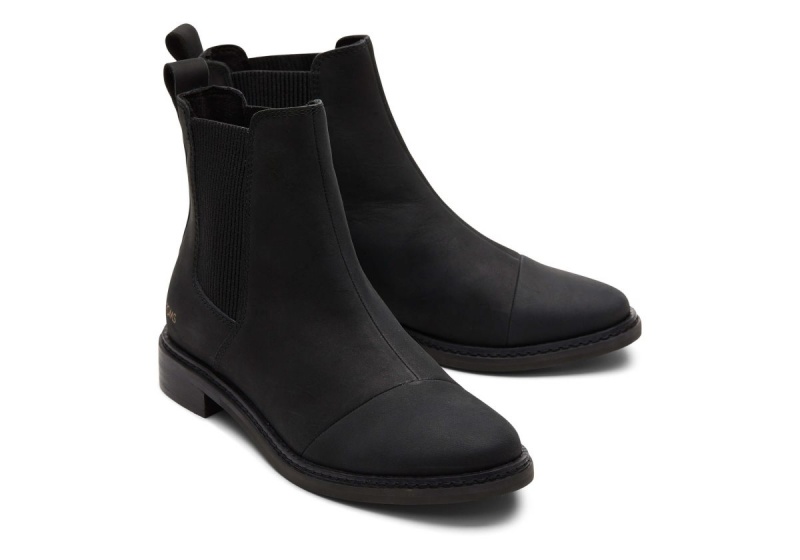 Toms Charlie Leather Boot Black | REBGDT-196