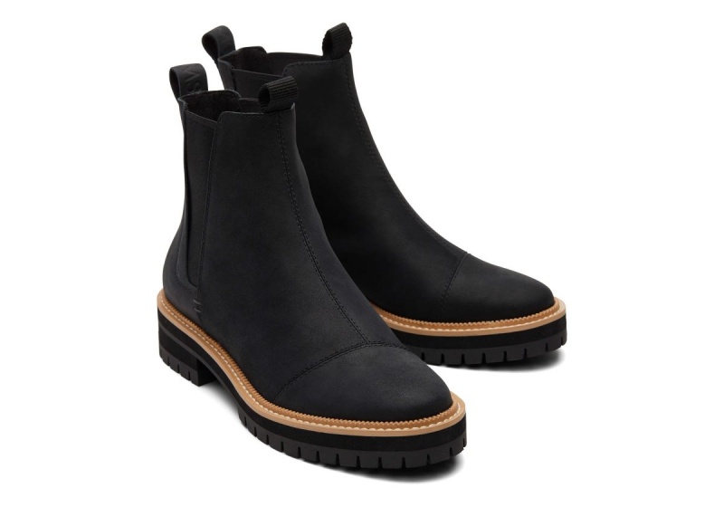 Toms Dakota Water Resistant Leather Boot Black | GTDUHA-675