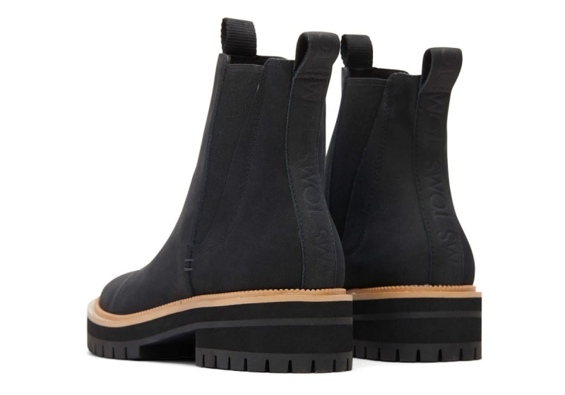 Toms Dakota Water Resistant Leather Boot Black | GTDUHA-675