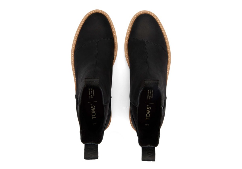 Toms Dakota Water Resistant Leather Boot Black | GTDUHA-675