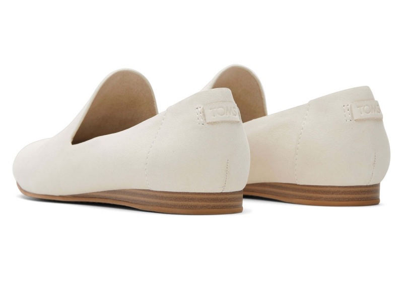 Toms Darcy Cream Leather Flat Cream | UIPNLV-358