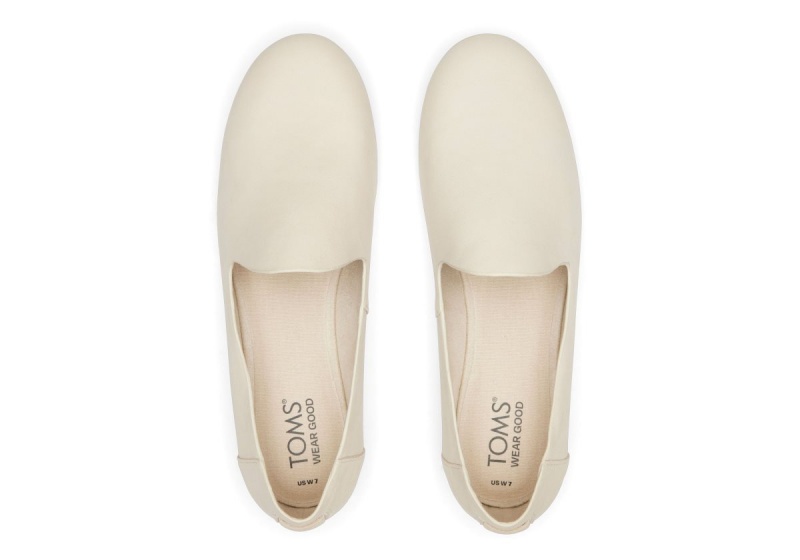 Toms Darcy Cream Leather Flat Cream | UIPNLV-358