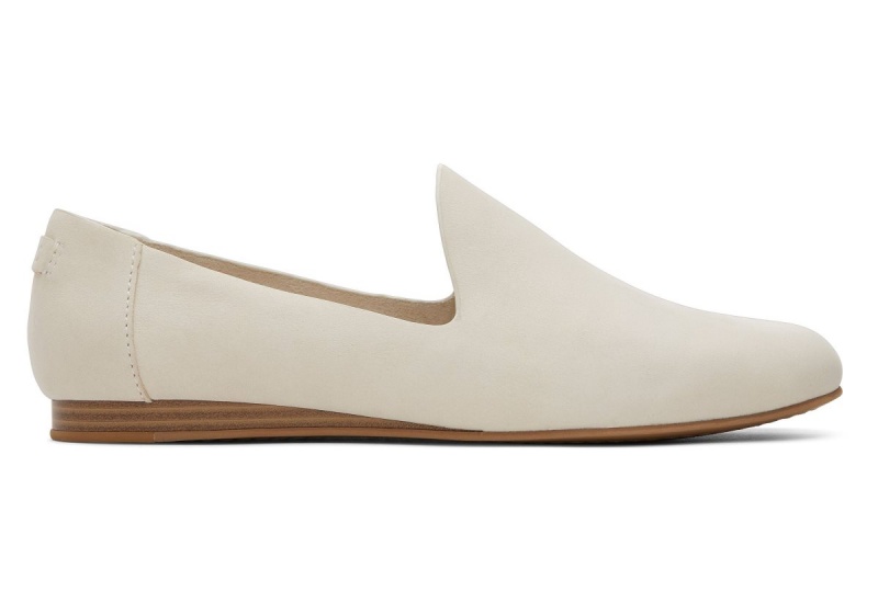 Toms Darcy Cream Leather Flat Cream | UIPNLV-358