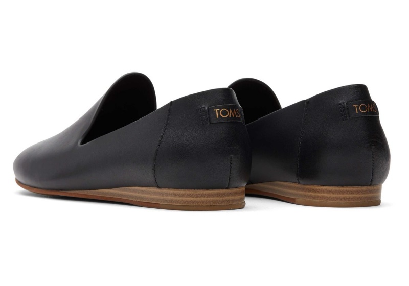 Toms Darcy Leather Flat Black | HFYCTS-945