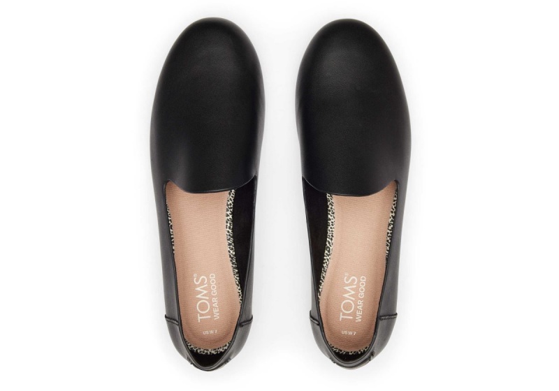 Toms Darcy Leather Flat Black | HFYCTS-945