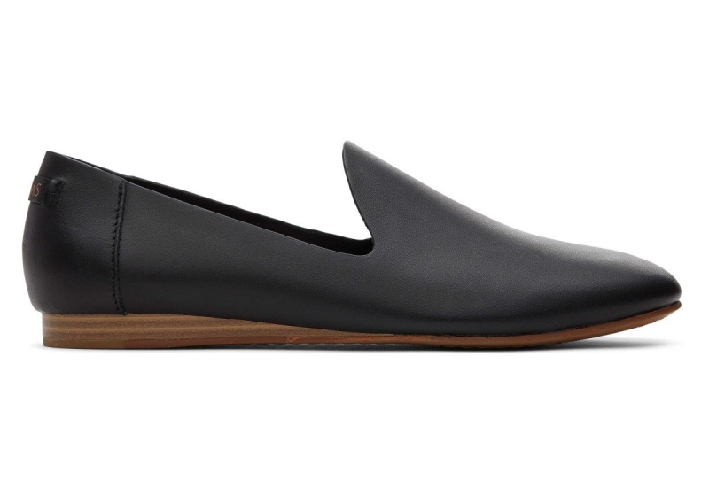 Toms Darcy Leather Flat Black | HFYCTS-945