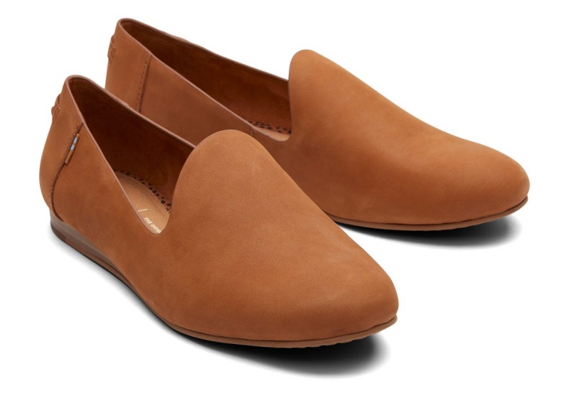 Toms Darcy Leather Flat Brown | TYKSXW-089