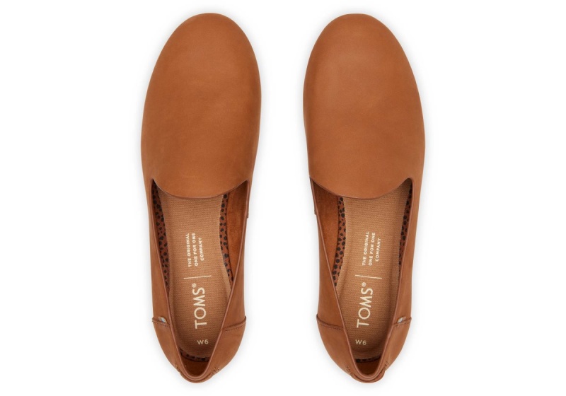 Toms Darcy Leather Flat Brown | TYKSXW-089