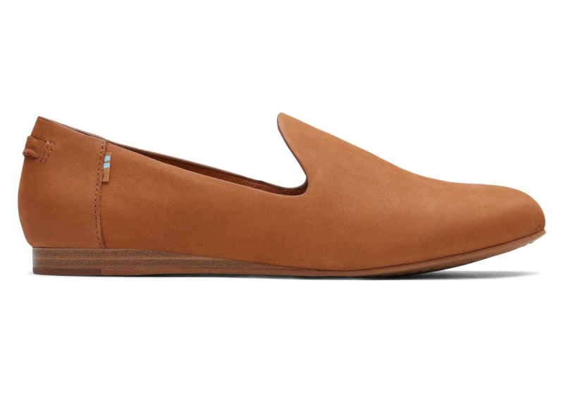 Toms Darcy Leather Flat Brown | TYKSXW-089