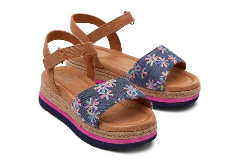 Toms Diana Floral Embroidered Navy | ABKJIS-586