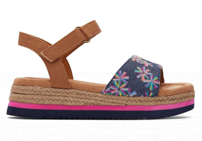 Toms Diana Floral Embroidered Navy | ABKJIS-586