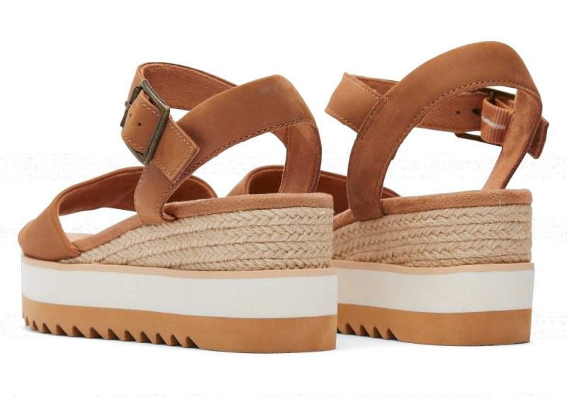 Toms Diana Leather Wedge Sandal Brown | XVGLYU-312