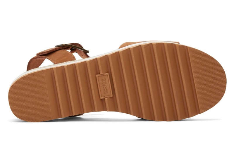 Toms Diana Leather Wedge Sandal Brown | XVGLYU-312