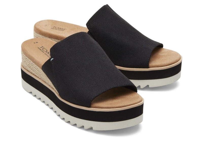 Toms Diana Mule Wide Sandal Black | CXHYGU-653