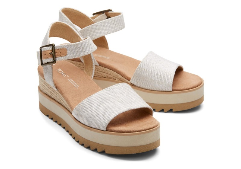 Toms Diana Wedge Sandal Beige | TMSXNQ-813