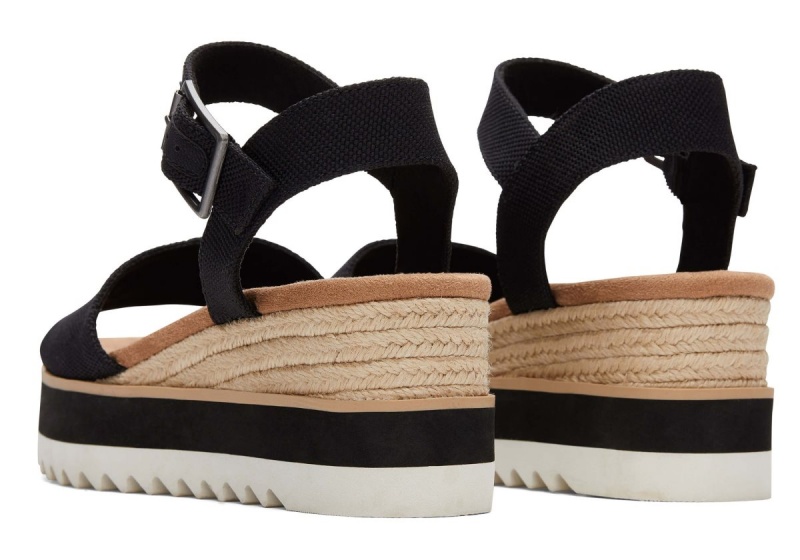 Toms Diana Wedge Sandal Black | UBVSZF-561