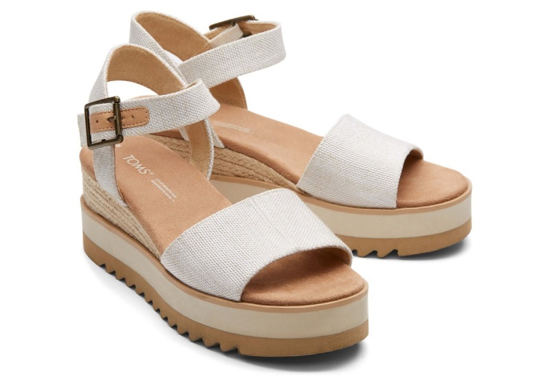 Toms Diana Wedge Wide Sandal Beige | HPYSQN-049