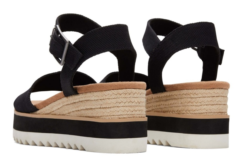 Toms Diana Wedge Wide Sandal Black | ESOKCX-683