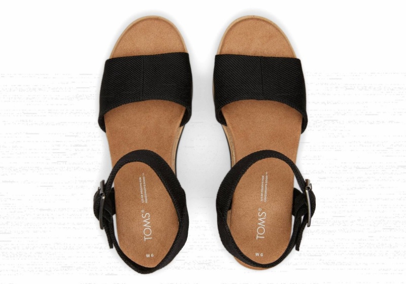 Toms Diana Wedge Wide Sandal Black | ESOKCX-683