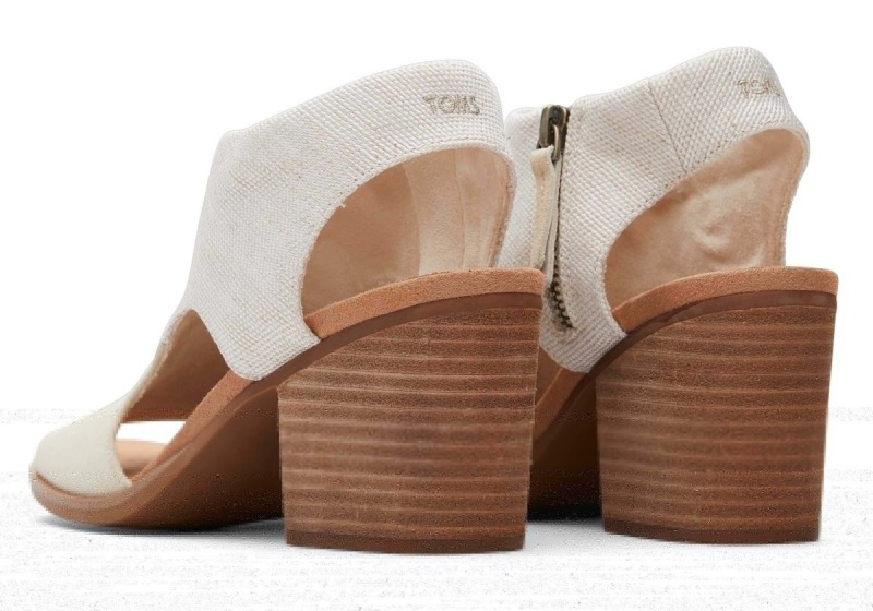 Toms Eliana Suede Heeled Sandal Beige | IHANQW-197