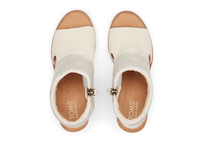 Toms Eliana Suede Heeled Sandal Beige | IHANQW-197