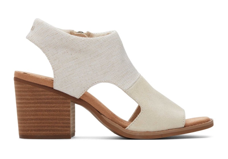 Toms Eliana Suede Heeled Sandal Beige | IHANQW-197