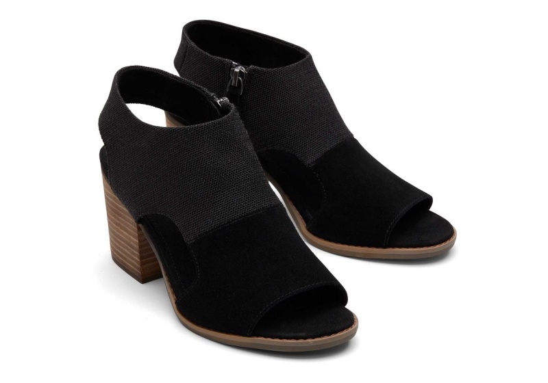 Toms Eliana Suede Heeled Sandal Black | MWLAKD-560