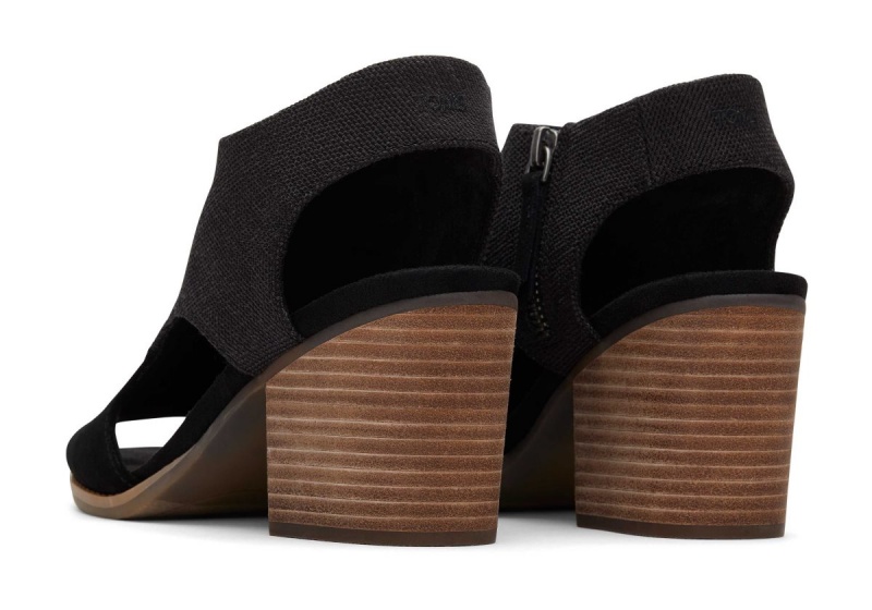 Toms Eliana Suede Heeled Sandal Black | MWLAKD-560