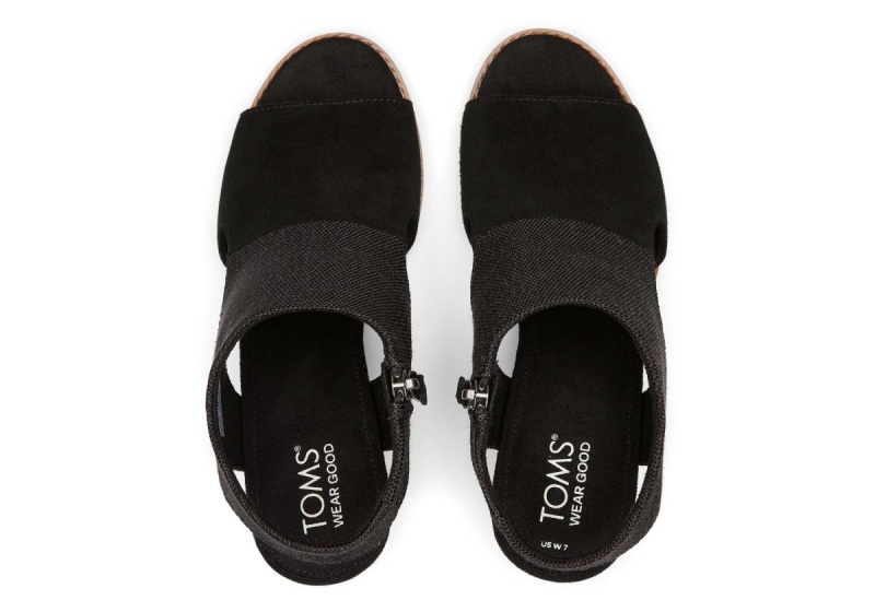 Toms Eliana Suede Heeled Sandal Black | MWLAKD-560